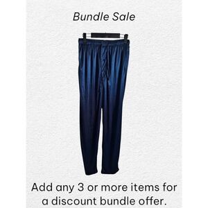 Basic Editions Navy Blue Polka Dot Pajama Pants Lounge Bottoms Small